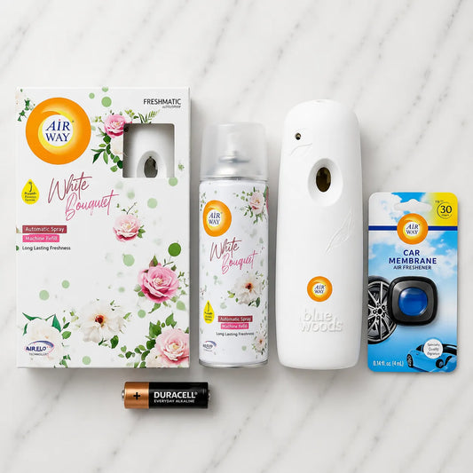 Airway Automatic Air Freshener Machine with Free Car Air Freshener & Refill - White Bouquet