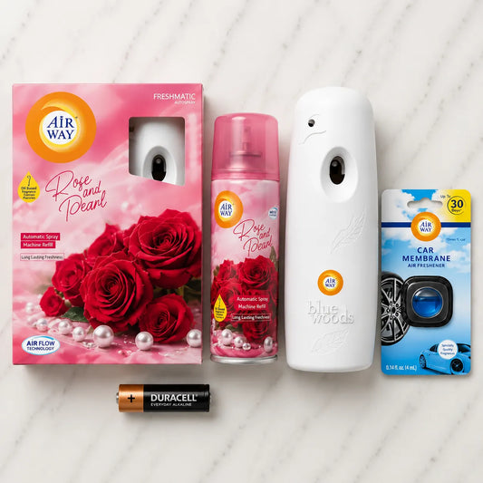Airway Automatic Air Freshener Machine with Free Car Air Freshener & Refill – Rose and Pearl Edition