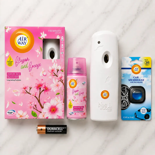 Airway Automatic Air Freshener Machine with Free Car Air Freshener & Refill – Blossom & Breeze | Flower Based Fragrance