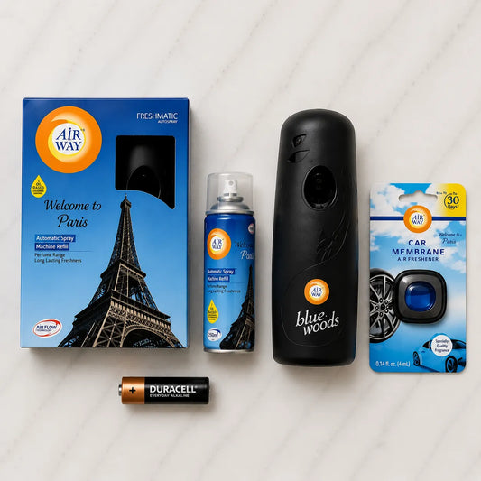 Airway Automatic Air Freshener Machine with Free Car Air Freshener & Refill – Welcome to Paris | Perfume Based Fragrance