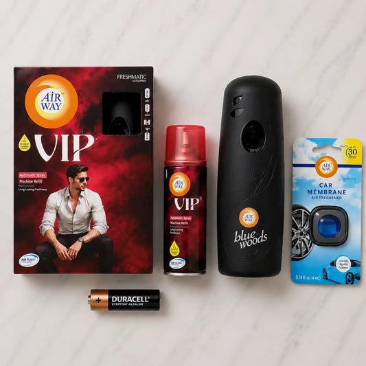 Airway Automatic Air Freshener Machine with Free Car Air Freshener & Refill – VIP Edition | Perfume Based Fragrance