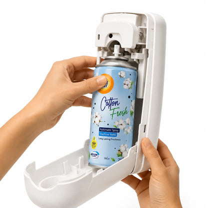 Airway Automatic Air Freshener Machine with Refill+Free Car Air Freshener - Cotton Fresh | Flower Based Fragrance