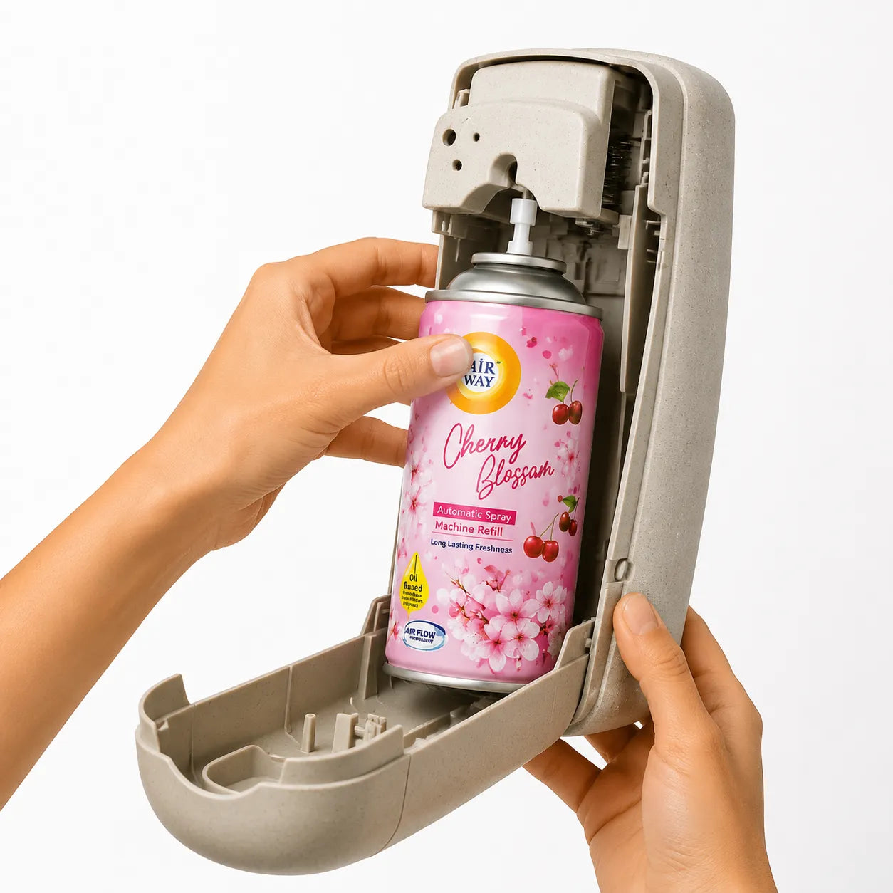 Airway Automatic Air Freshener Machine with Refill+Free Car Air Refreshener – Cherry Blossom | Flower Based Fragrance - Long Lasting Freshness