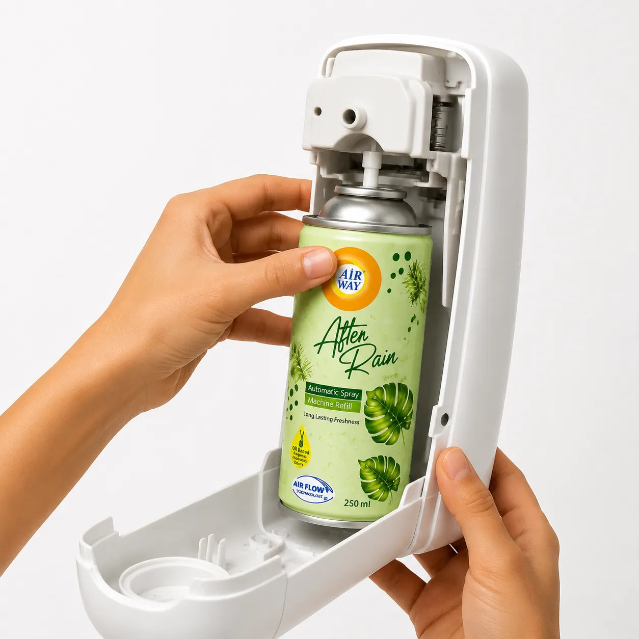 Airway Automatic Air Freshener Machine with Refill+Free Car Air Refreshener- After Rain | Water Based Fragrance