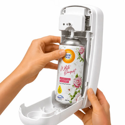 Airway Automatic Air Freshener Machine with Refill+Free Car Air Refreshener - White Bouquet | Flower Based Fragrance