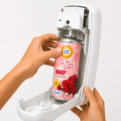 Airway Automatic Air Freshener Machine with Refill+Free Car Air Refreshener – Rose and Pearl Edition | Flower Based Fragrance