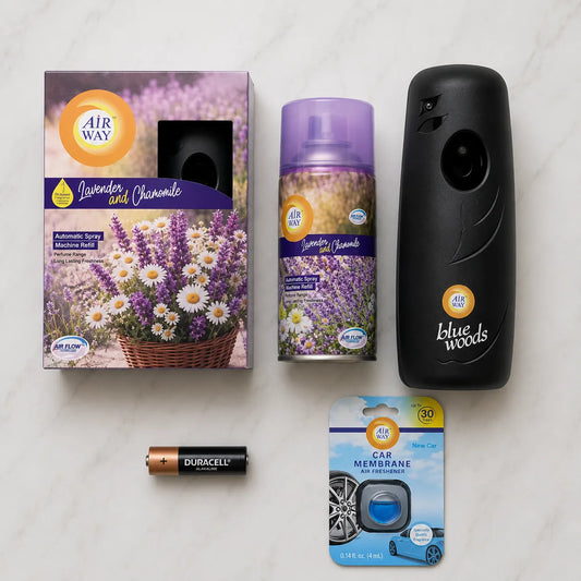 Airway Automatic Air Freshener Machine with Free Car Air Freshener & Refill – Lavender and Chamomile