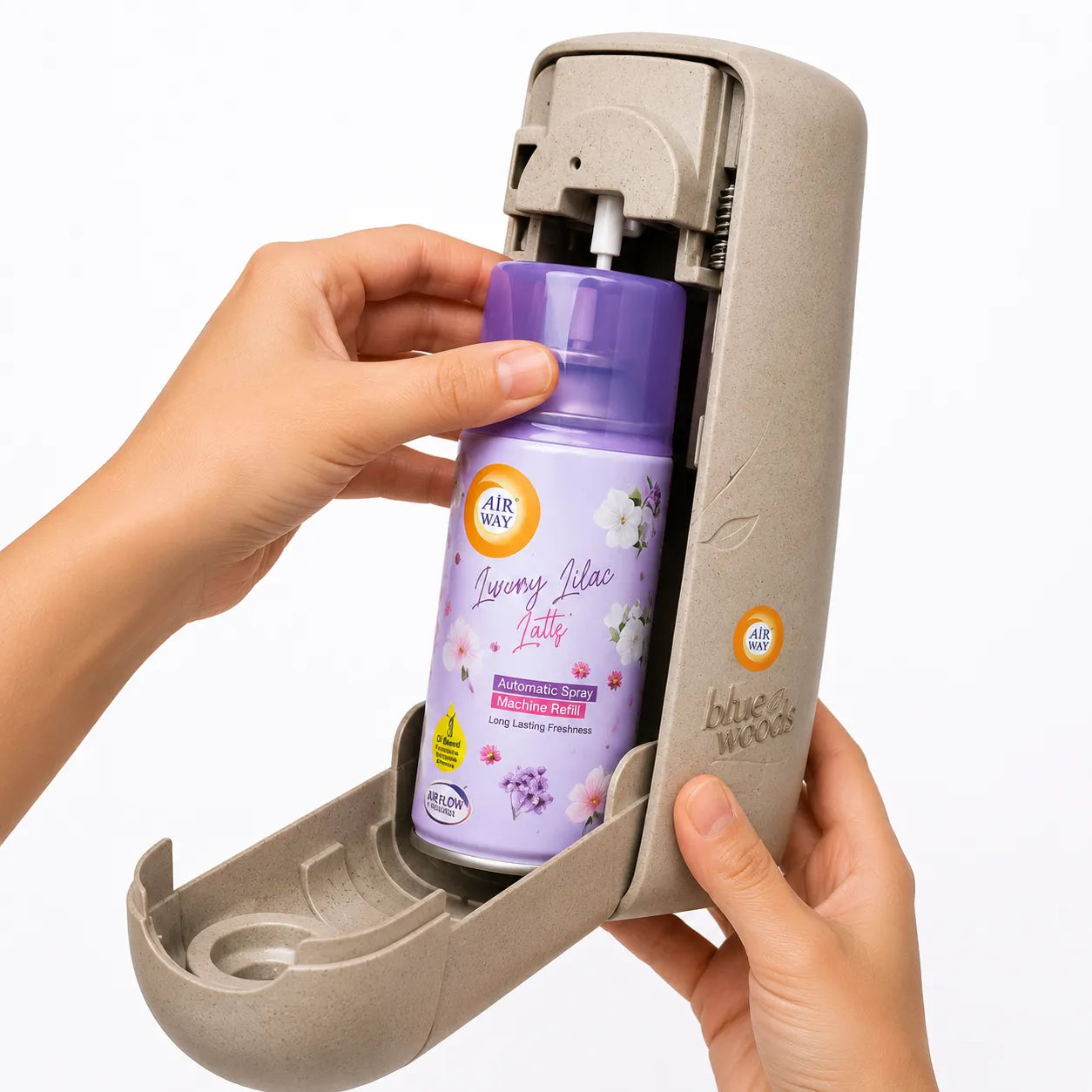 Airway Automatic Air Freshener Machine with Free Car Air Freshener & Refill – Luxury Lilac and Lotus - Long Lasting Freshness