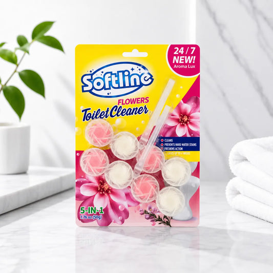 Softline Flower Toilet Cleaner – 2 HANGERS IN 1 Powerful Rim Block (Made in Turkey) 50g