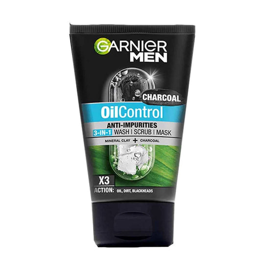 Garnier Men Oil Control Charcoal 3-in-1 Foam, 100ml - Ukbay