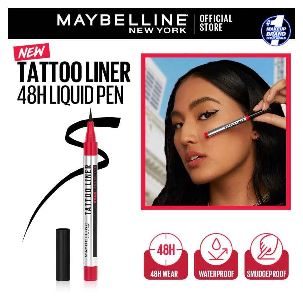 Maybelline Tattoo Liner 48H Liquid Pen | Long-Lasting Waterproof Eyeliner