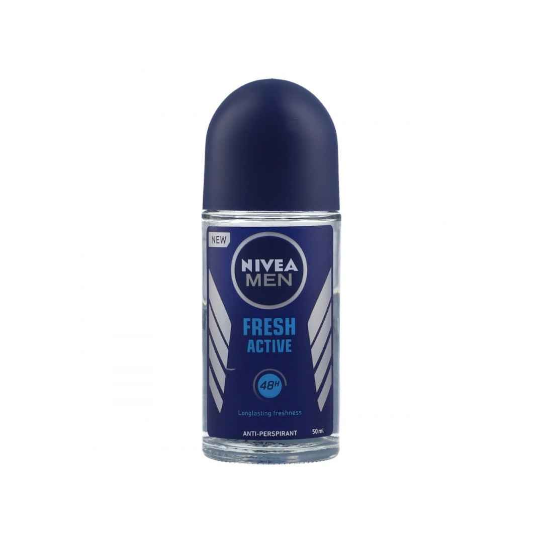 NIVEA Men Fresh Active Antiperspirant Roll-On – 50ml | 48-Hour Protection with Ocean Extracts | Alcohol-Free