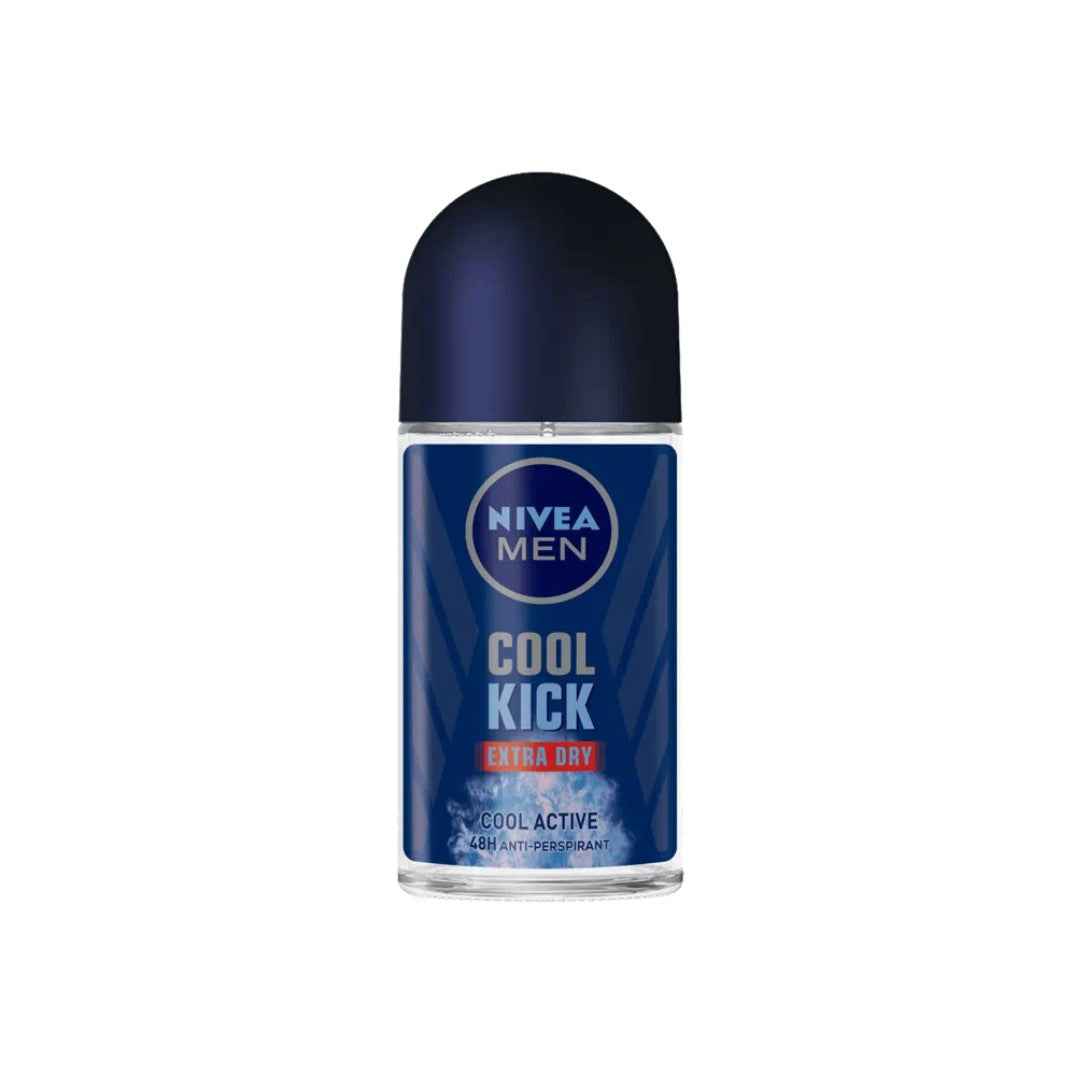 NIVEA MEN Cool Kick Roll-On Deodorant – 50ml | 48-Hour Antiperspirant Protection with Cool-Care Formula | Alcohol-Free