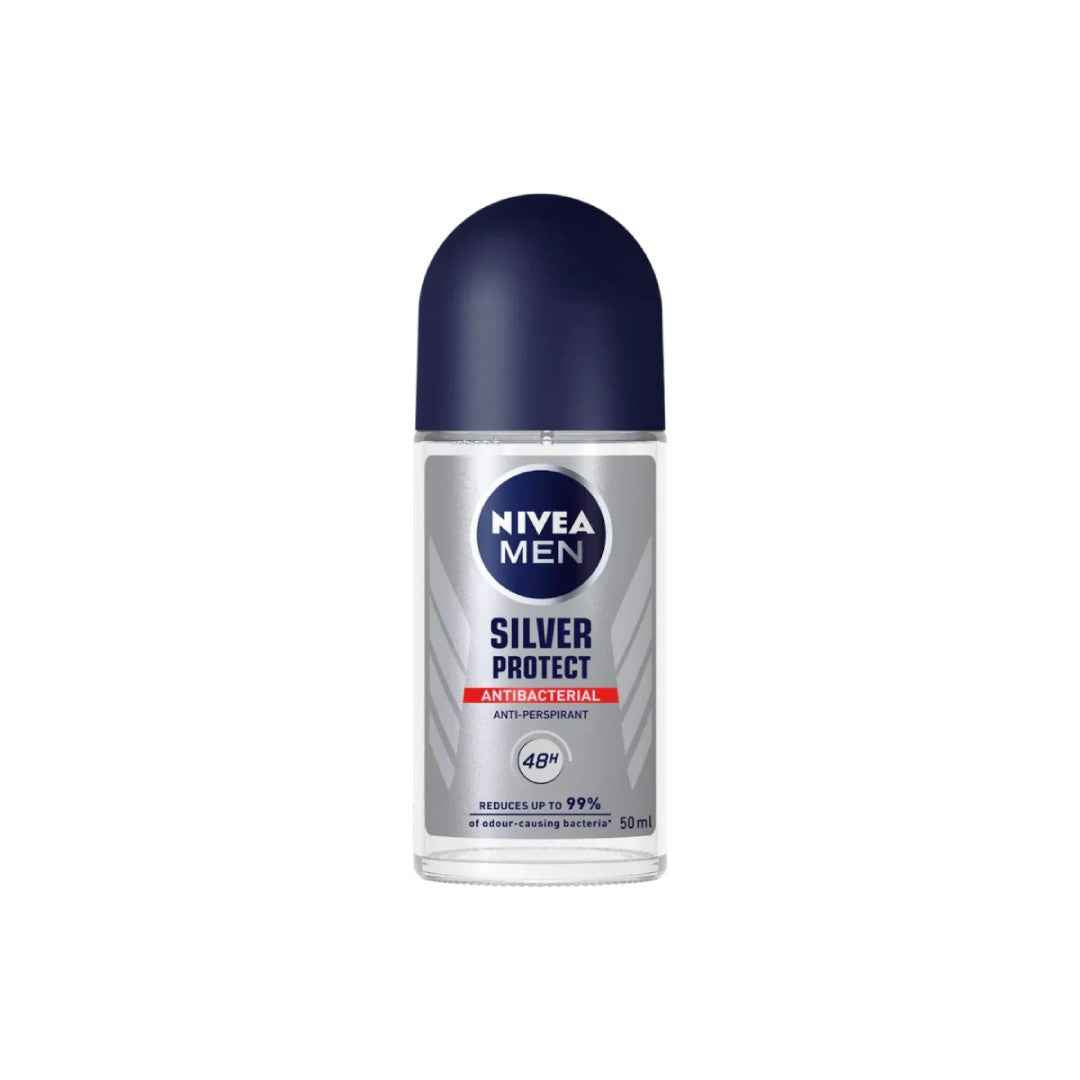 NIVEA MEN Silver Protect Anti-Perspirant Roll-On – 50ml | 48-Hour Protection with Silver Ions | Alcohol-Free