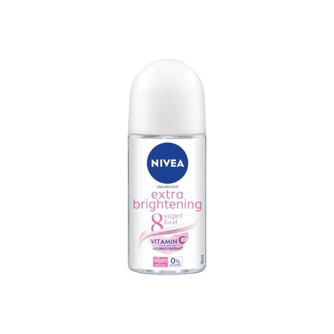 NIVEA MEN Extra Brightening Roll-On Deodorant – 50ml | 48-Hour Protection with Vitamin C & Licorice Extract | Alcohol-Free