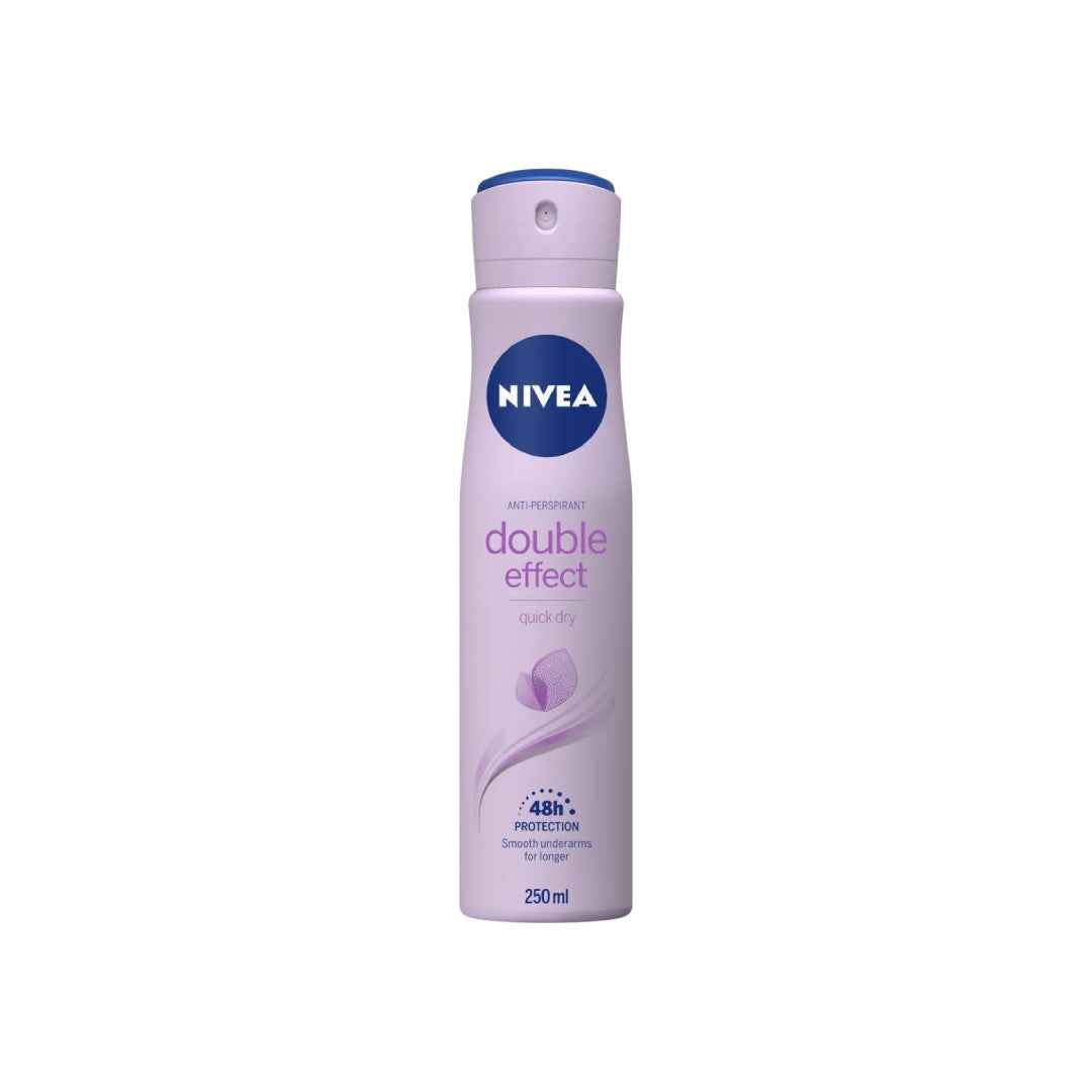 NIVEA Double Effect Anti-Perspirant Deodorant Spray – 250ml | 48-Hour Protection with Avocado Extract | Alcohol-Free