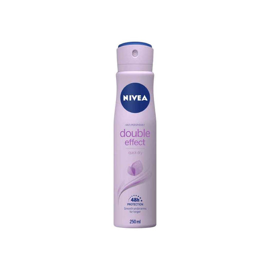 NIVEA Double Effect Anti-Perspirant Deodorant Spray – 250ml | 48-Hour Protection with Avocado Extract | Alcohol-Free