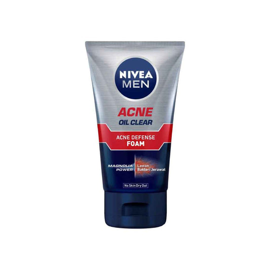 NIVEA MEN Acne Oil Clear Anti-Acne Foam – 100g | Deep Cleansing Face Wash with Magnolia Bark Extract & Carnitine | Controls Oil & Prevents Breakouts