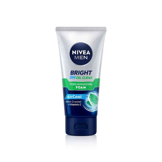 NIVEA MEN Bright Oil Clear Foam – 100ml | Deep Cleansing Face Wash with Vitamin C & AirCool Technology | Oil Control & Pore Minimizing