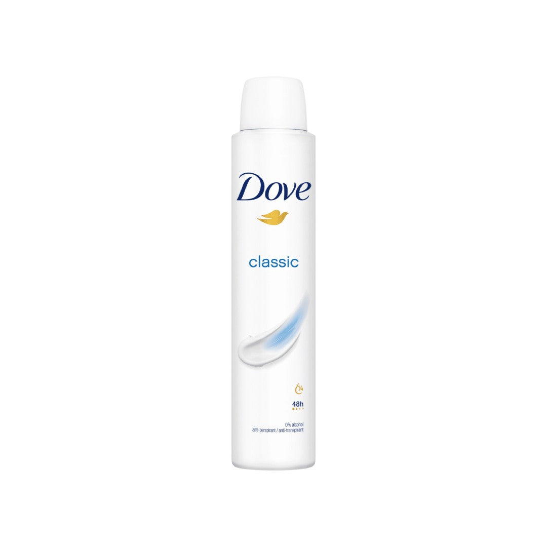 Dove Classic Antiperspirant Deodorant Spray – 200ml | 48-Hour Protection with ¼ Moisturising Cream | Alcohol-Free
