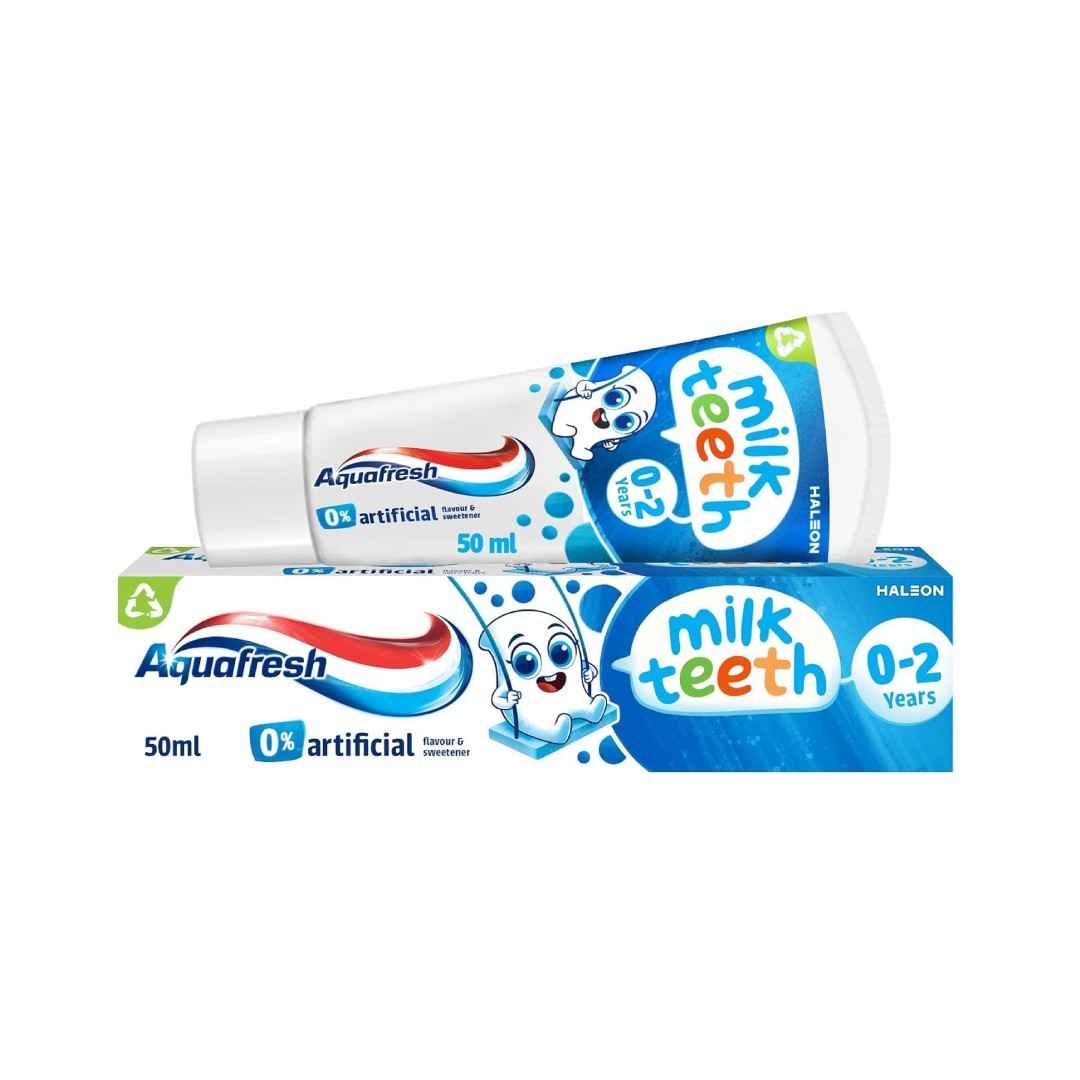 Aquafresh Milk Teeth Toothpaste 50ml – Gentle Fluoride Protection for Babies Aged 0–2 Years