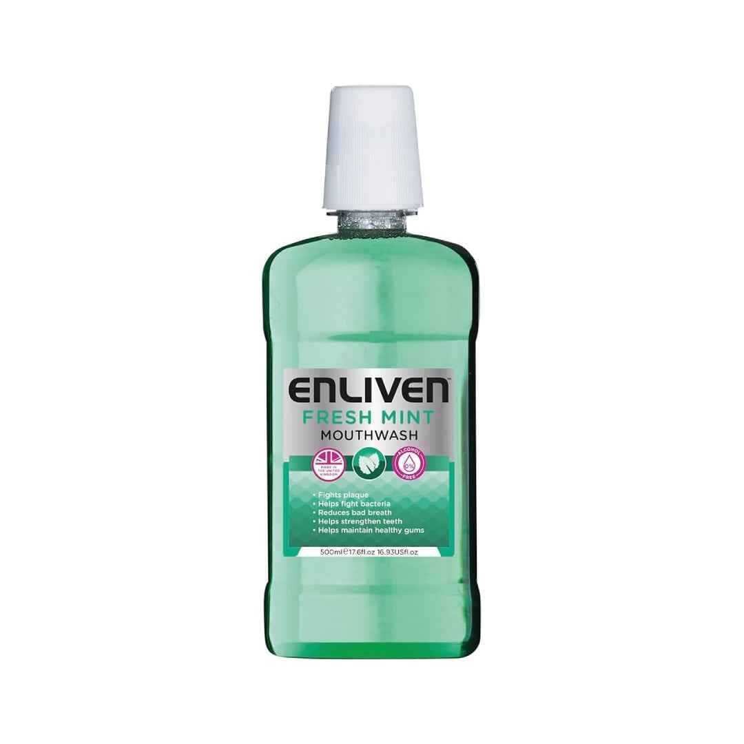Enliven Fresh Mint Mouthwash 500ml – Alcohol-Free, Long-Lasting Fresh Breath & Oral Hygiene