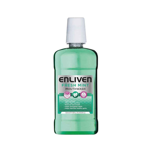 Enliven Fresh Mint Mouthwash 500ml – Alcohol-Free, Long-Lasting Fresh Breath & Oral Hygiene