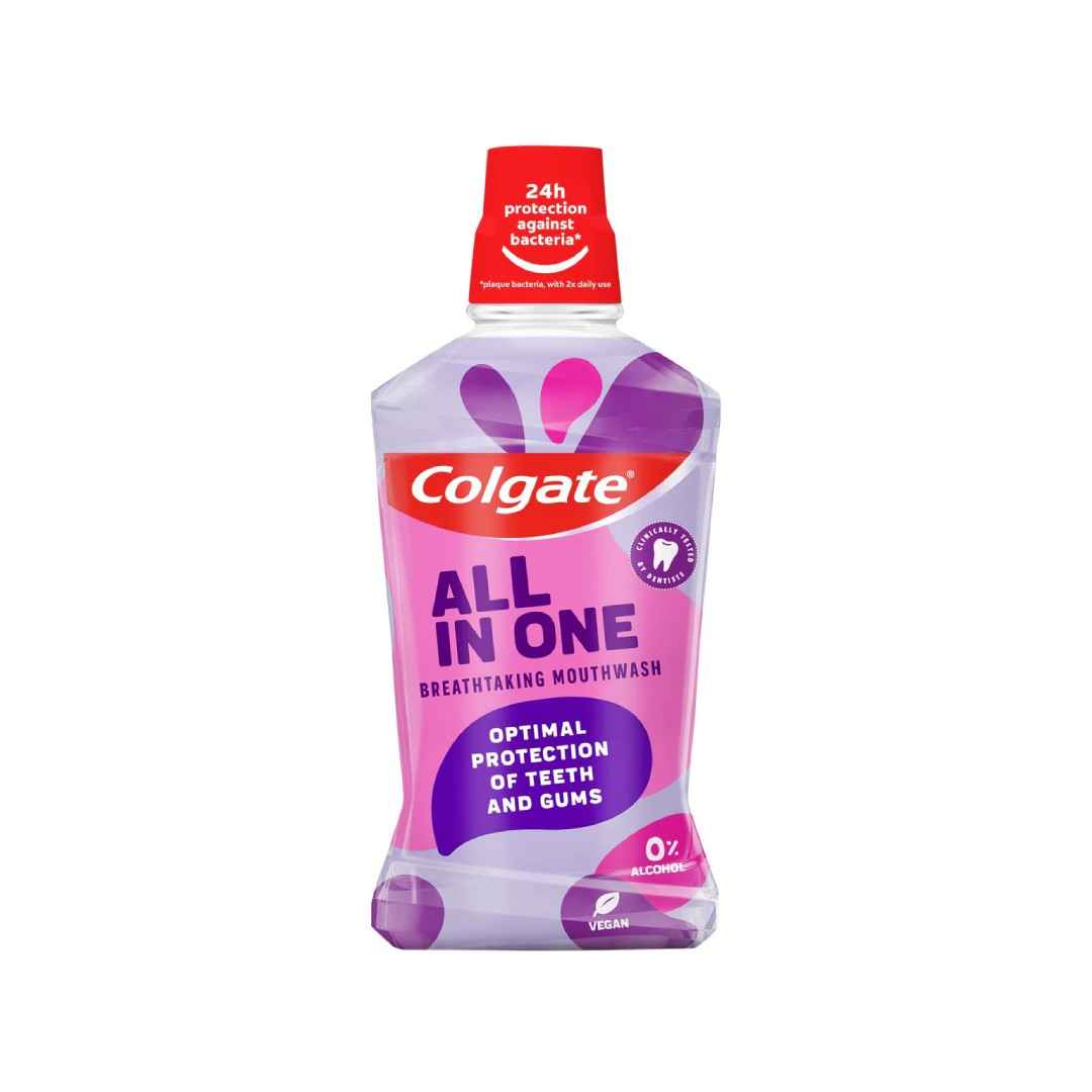 Colgate All-In-One Breathtaking Mouthwash 500ml – Alcohol-Free, 24-Hour Germ Protection & Advanced Whitening