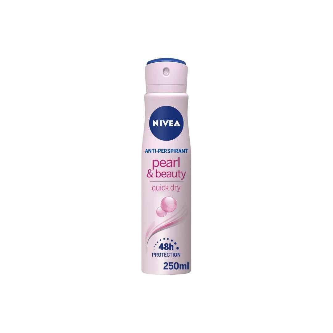 NIVEA Pearl & Beauty Anti-Perspirant Deodorant Spray – 250ml | 48-Hour Protection with Pearl Extracts & Avocado Oil | Alcohol-Free