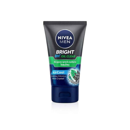 NIVEA MEN Bright Oil Clear Mud Foam – 100ml | Deep Cleansing Face Wash with Charcoal & Mint Crystal | 8-Hour Oil Control & Skin Brightening