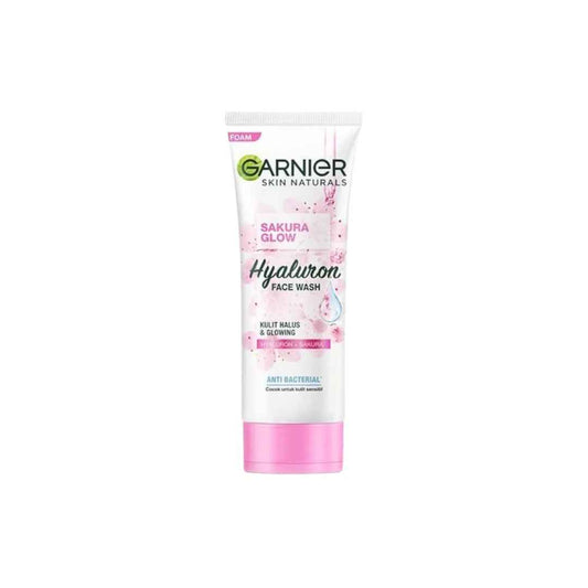 Garnier Sakura Glow Hyaluron Face Wash – 100ml | Hydrating & Brightening Foam Cleanser with Hyaluronic Acid & Sakura | For Glowing Skin