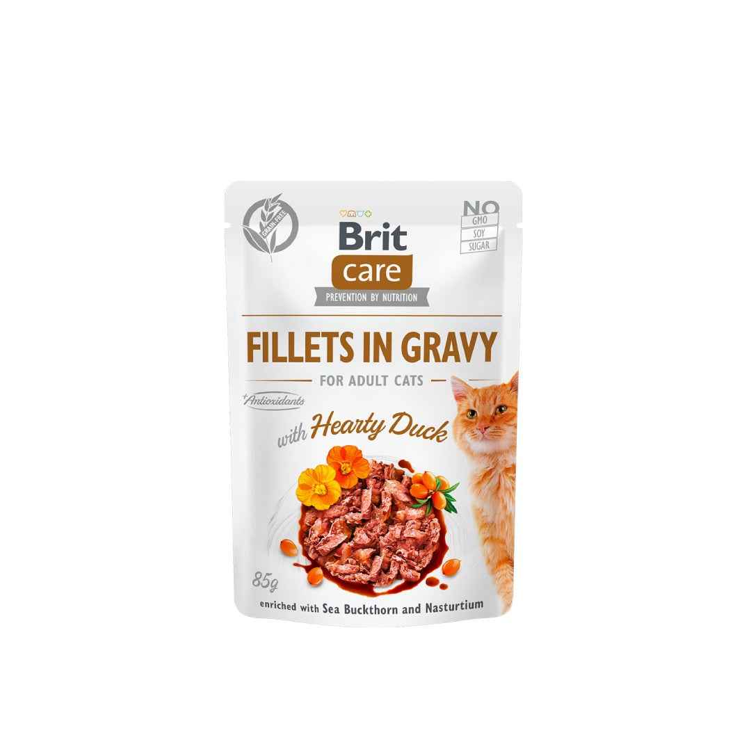 Brit Care - Fillets in Gravy - for Adult Cats - with Hearty Duck - 85g