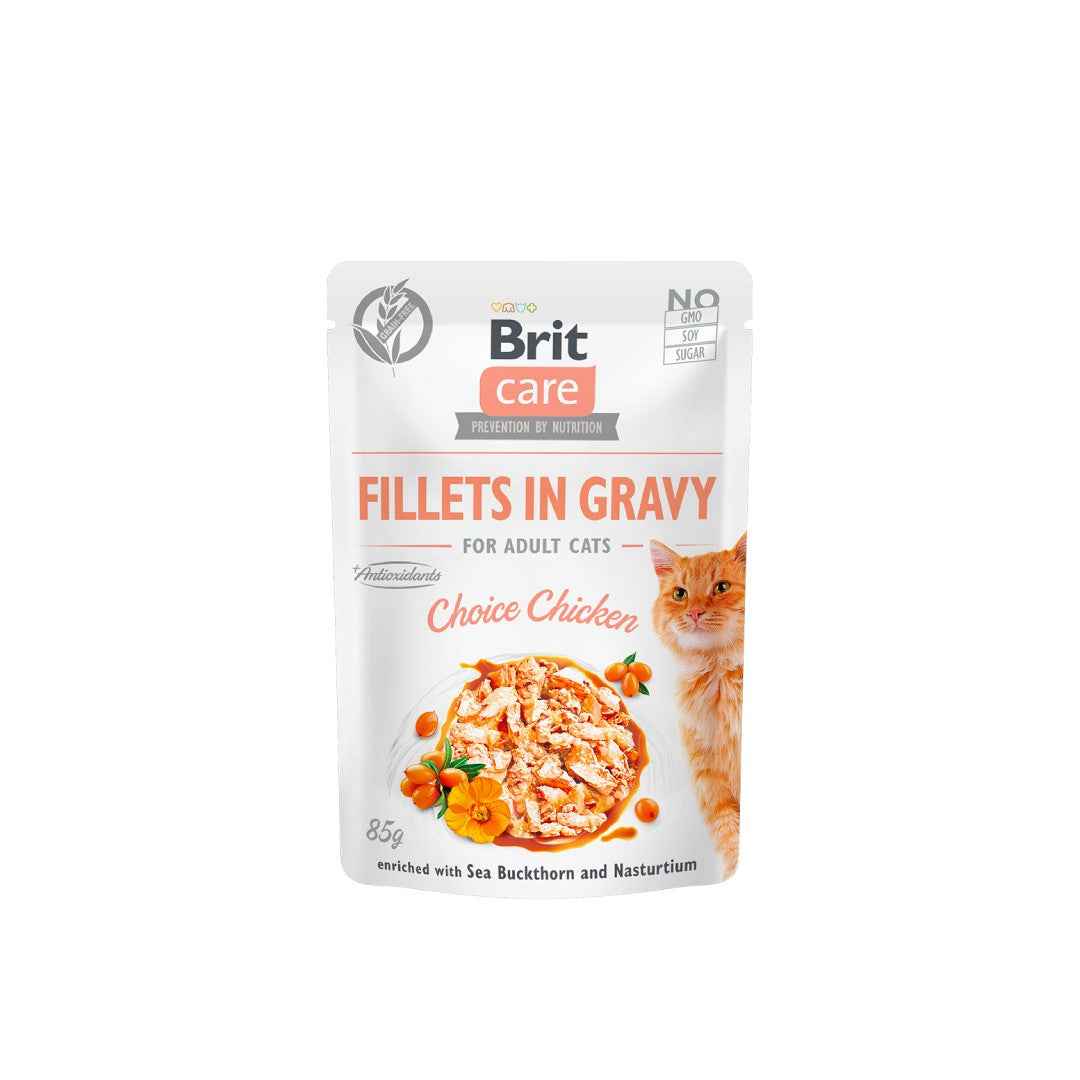 Brit Care - Fillets in Gravy - for Adult Cats - Choice Chicken - 85g
