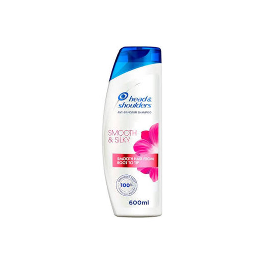 Head & Shoulders Smooth & Silky Anti-Dandruff Shampoo – 600ml for Dry, Frizzy Hair | Up to 100% Flake-Free with Long-Lasting Smoothness
