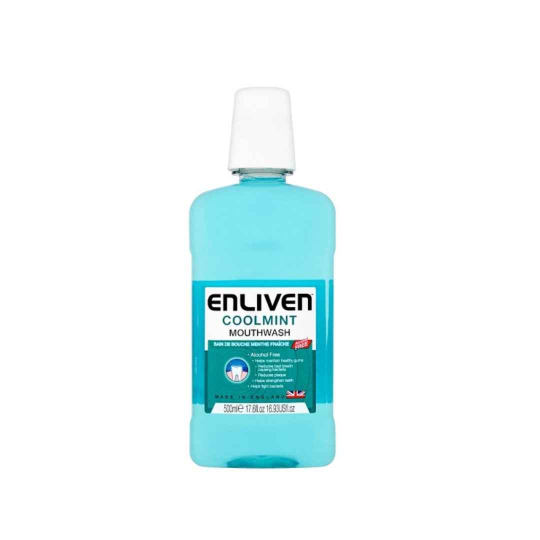 Enliven Coolmint Mouthwash 500ml – Alcohol-Free, Long-Lasting Fresh Breath & Plaque Protection