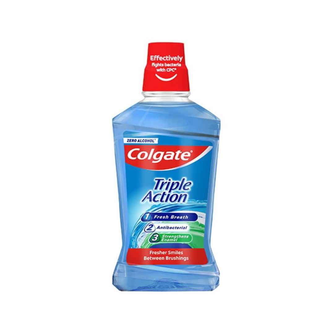 Colgate Triple Action Fresh Breath Mouthwash 250ml – Alcohol-Free, 12-Hour Germ Protection & Enamel Strengthening