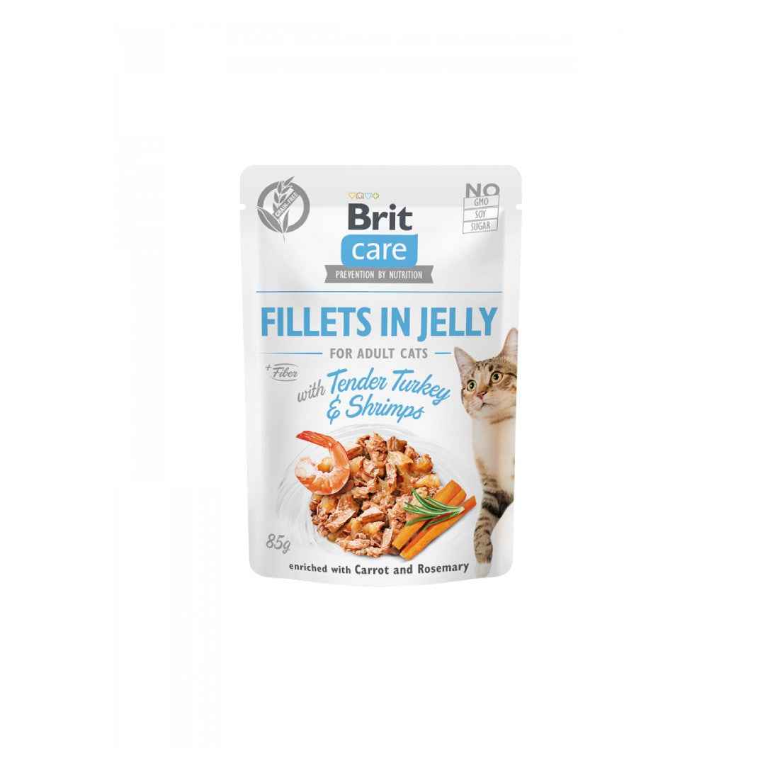 Brit Care - Fillets in Jelly - for Adult Cats - with Tender Turkey & Shrimps - 85g