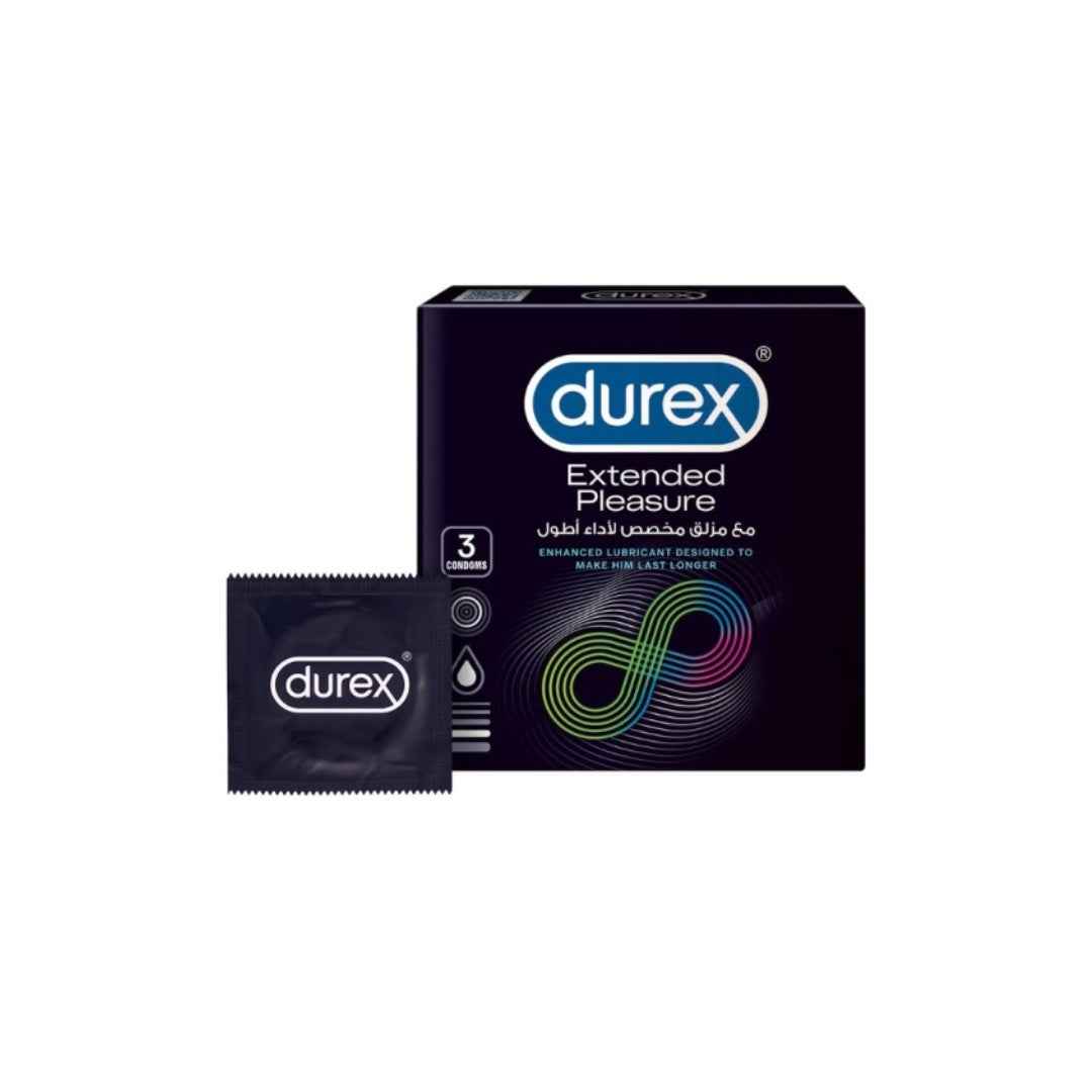 Durex Extended Pleasure Condoms 3s – Prolonged Intimacy with Benzocaine Lubricant | Buy Online in Pakistan