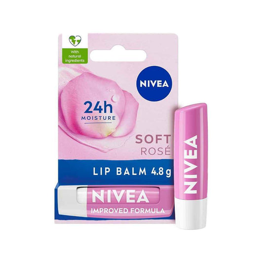 NIVEA Soft Rose Lip Balm 4.8g – Moisturizing with a Rosy Tint & Smooth Finish