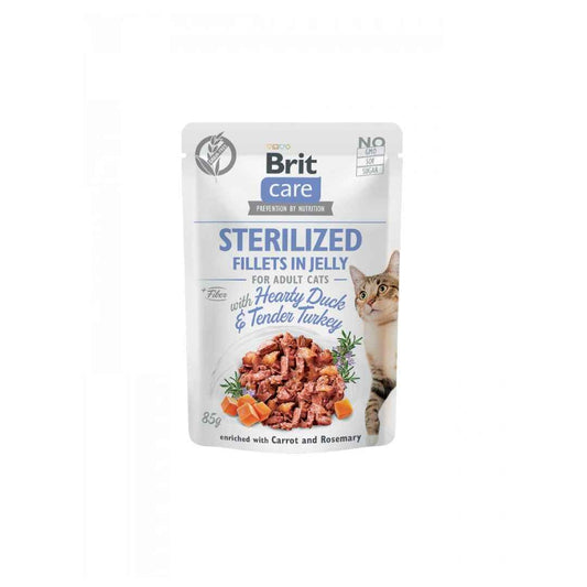 Brit Care - Fillets in Jelly - for adult cats - with Hearty Duck & Tender Trukey - 85g
