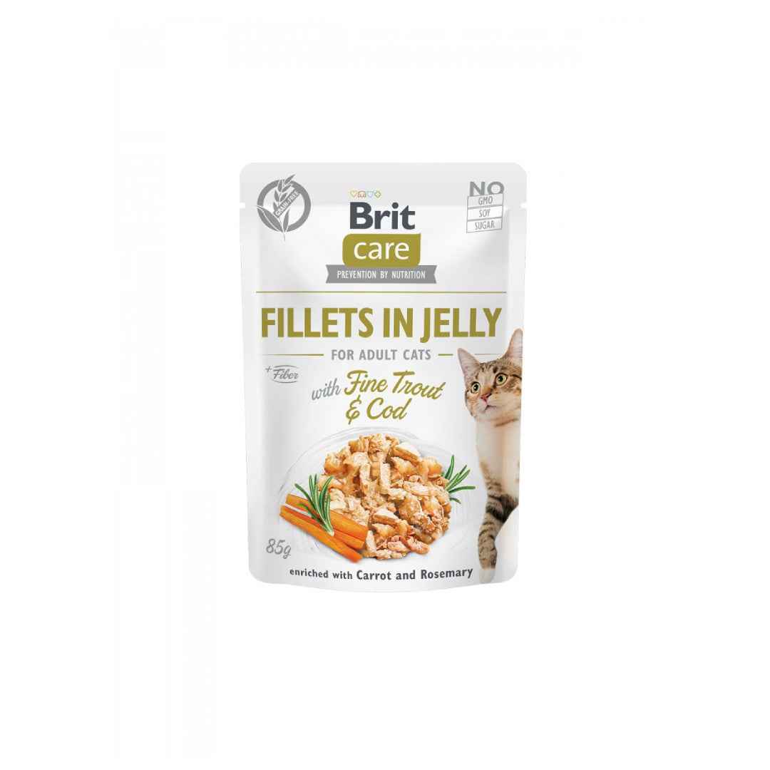 Brit Care - Fillets in Jelly - for Adult Cats - with Fine Trout & Cod - 85g