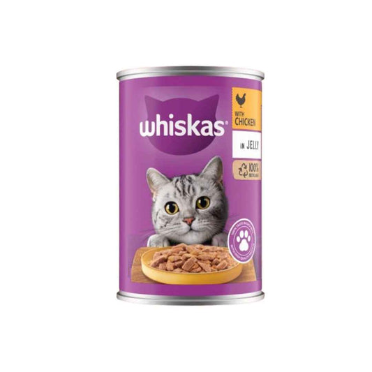 Whiskas Adult Wet Cat Food Chicken in Jelly Tin – 400g | Complete & Balanced Nutrition for Adult Cats