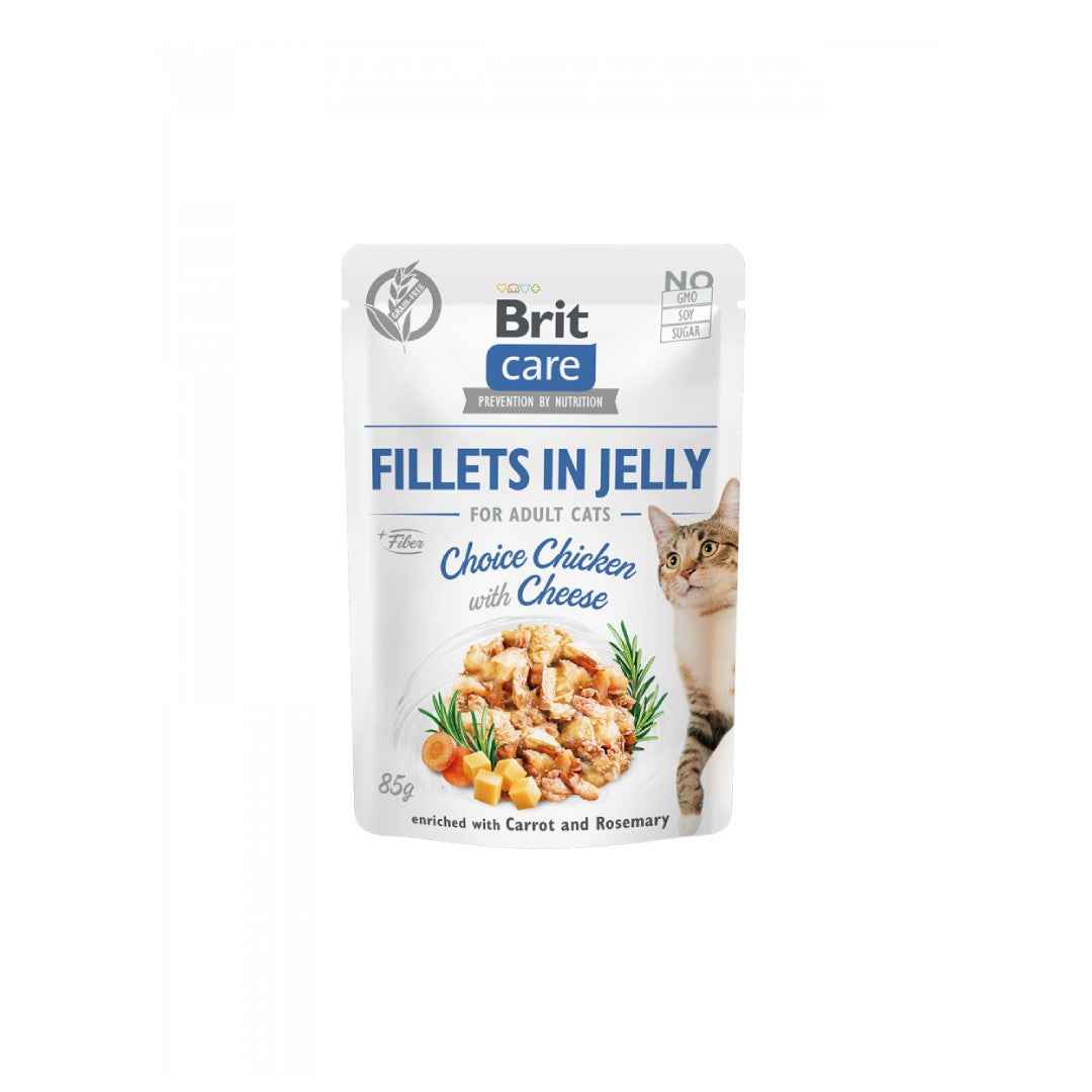 Brit Care - Fillets in Jelly - for adult cats - Choice Chicken with Cheese - 85g