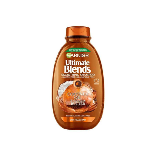 Garnier Ultimate Blends Coconut Oil & Cocoa Butter Shampoo – For Dry, Frizzy Hair | 360ml / 400ml | Nourishing & Smoothing Formula