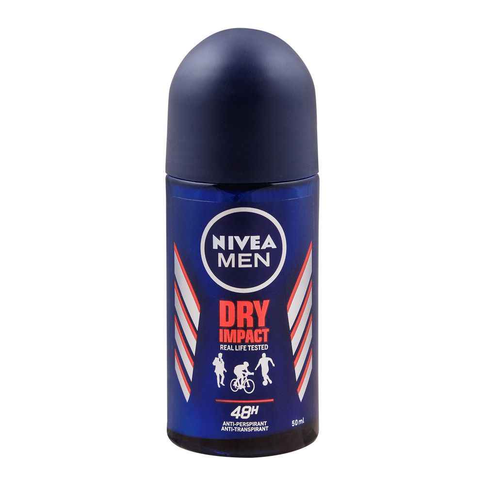 Nivea Men Dry Impact Roll-On Deodorant 50ml – 48H Sweat Protection & Dry Comfort