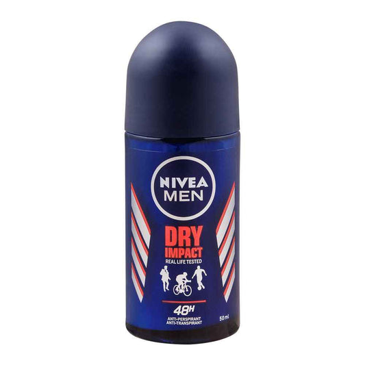 Nivea Men Dry Impact Roll-On Deodorant 50ml – 48H Sweat Protection & Dry Comfort