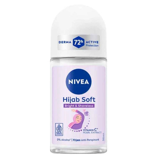 Nivea Hijab Soft Bright & Shaveless 48H Anti‑Perspirant Roll‑On 50 ml – Hair‑Soft & Brightening