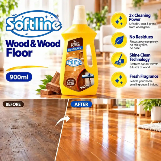 Softline Floor Cleaner – Wood & Wood Floor 900ml | 3x Cleaning Power, No Residues