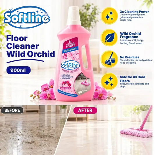 Softline Floor Cleaner – Wild Orchid 900ml | 3x Cleaning Power, No Residues