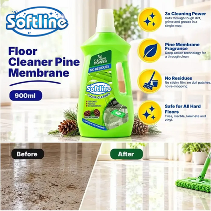 Softline Floor Cleaner – Pine Membrane 900ml | 3x Cleaning Power, No Residues